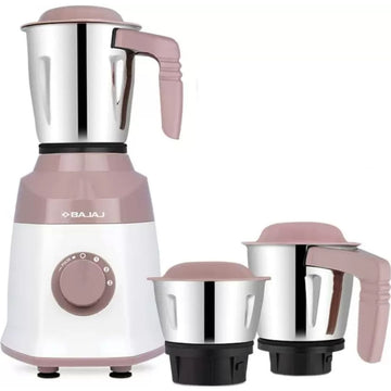 BAJAJ 3 Jars (410582) Military Series Duetto 500 LILAC 500 Watt 20000 RPM with Pulse Mode Mixer Grinder (White & Lilac)